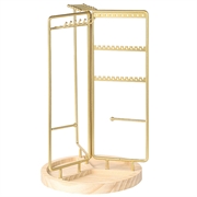 Smykkestativ i mat guld finish m/ roterende sokkel. 35 cm